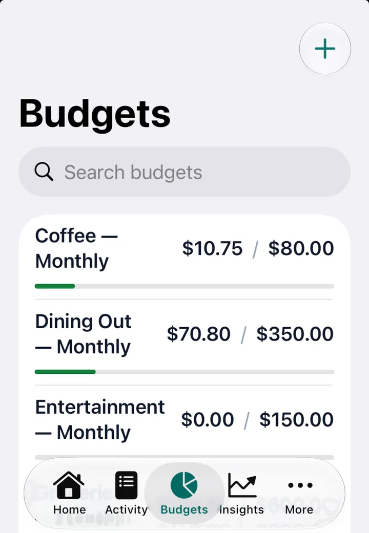 SpendSquire iOS — Budgets